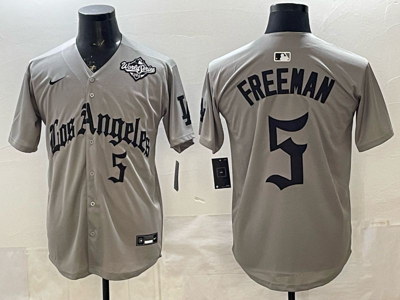 Men 2026 Los Angeles Dodgers #5 Freeman Grey Five generations Nike MLB Jersey style 006->los angeles dodgers->MLB Jersey